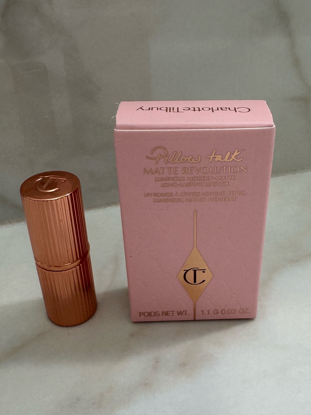 NIB. Charlotte Tilbury Pillow Talk Matte Revolution Lipstick. 0.03 oz